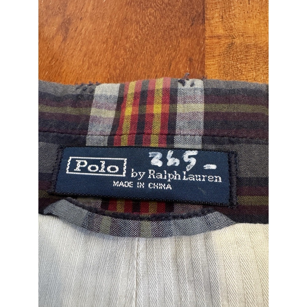 Ralph‎ Lauren Madras Plaid Blazer Jacket Plaid Distressed VTG Medium Men - Picture 2 of 8